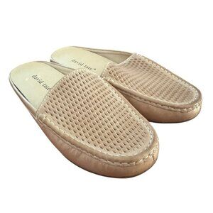 David Tate Women's Sz 8W Tan Woven Leather Slip On Shoes 8 Wide